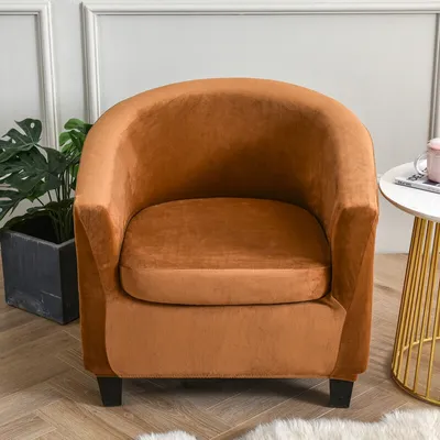 Produktbild von (Kamel) Club Stuhl Schonbezug Sesselhusse High Stretch Samt Badewanne Stuhlhussen Sessel Sofabezug Schonbezug Möbelschutz Soft Couch Bezüge für Cafe Stuhl Loungesessel Cocktailsessel