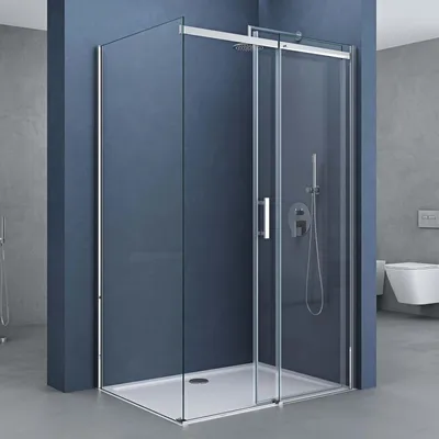 Produktbild von doporro Eckdusche 90x120x195cm chrom Duschkabine Duschabtrennung ESG-Sicherheitsglas Klarglas Schiebetür inkl. Easy-Clean-Beschichtung Einstieg Rechts Rav18K