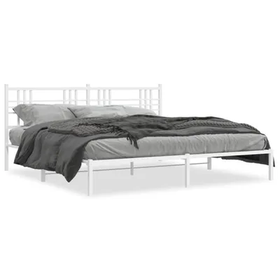Produktbild von vidaXL Bettgestell mit Kopfteil Metall Weiß 193x203 cm