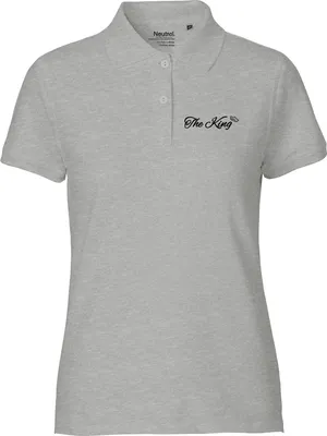 Produktbild von Huuraa Damen Polo Shirt The King Krone XXL Sport Grey Bio Baumwolle Fairtrade Poloshirt Geschenkidee