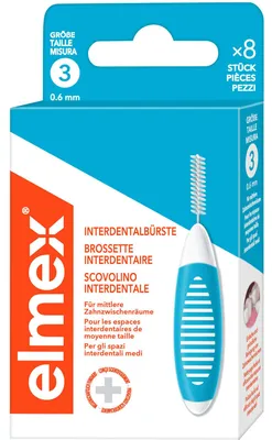 Zdjęcie produktu dla Elmex, Szczoteczki międzyzębowe, niebieskie, 8 sztuk (PRODUKT Z NIEMIEC)