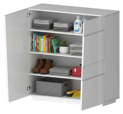 Produktbild von Mehrzweckgarderobe 2-türiger Ddescigli, Multifunktionsschrank, 2-türiger Schrank, 120x44h126 cm, Weiß