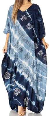 Productafbeelding van Sakkas 2006 - Catia Damen, boho-stijl, casual, lange maxi-kaftan jurk, kaftan als omslagstuk, maat L