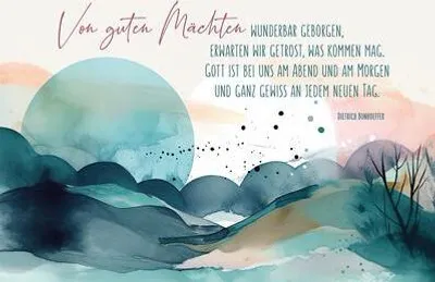 Produktbild von Butzon & Bercker Spruchkarte mit Zitat 'Von guten Mächten' von Dietrich Bonhoeffer