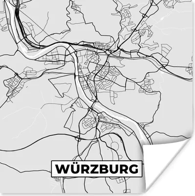Produktbild von MuchoWow® Poster Deutschland - Stadtplan - Würzburg - Karte 100x100 cm - Babyzimmer