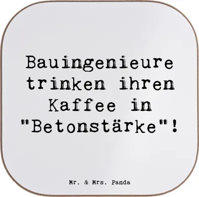 Produktbild von Mr. & Mrs. Panda bar untersetzer Spruch Bauingenieur Kaffee - Weiß - Geschenk, gläseruntersetzer, Coaster, Ingenieurwissenschaften, Materialkunde, Berufsleben, für Gläser