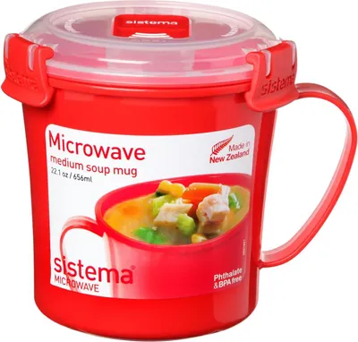 Produktbild von sistema Mikrowellen-Suppentasse mit Ventil 656 ml rot