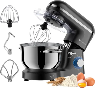Produktbild von KitchenBrothers Küchenmaschine 2000W Anthrazit - 6,2L Rührschüssel - Mixer