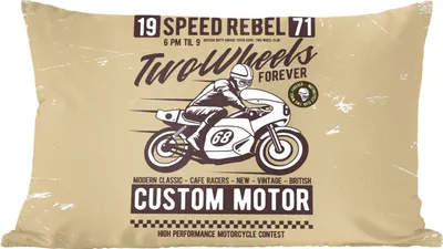 Produktbild von MuchoWow® Zierkissen Sofakissen Wohnzimmer Dekokissen 60x40 cm Motorrad - Vintage - Zeichnung - Zitat - Kopfkissen - Polster mit Foto