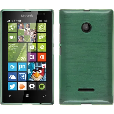 Produktbild von PhoneNatic Case kompatibel mit Microsoft Lumia 435 - grün Silikon Hülle brushed + 2 Schutzfolien