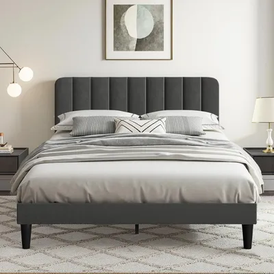 Obrázok produktu pre Postel VECELO, rozmery 140 x 200 cm, dvojlôžko s nastaviteľnou opierkou hlavy, s úložným priestorom