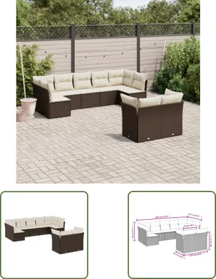 Produktbild von The Living Store 9-tlg. Garten-Sofagarnitur mit Kissen Braun Poly Rattan