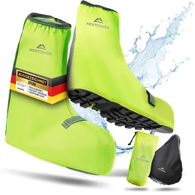 Produktbild von Nextcover® Schuhüberzieher wasserdicht I 100% wasserdichte Fahrrad Überschuhe I Reflektierende Regenschutz Schuhe I Regenüberzieher Schuhe I 44-46