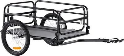 Productafbeelding van Fietsaanhangwagen - Fietskar Vrachttrailer - Goederen Vervoeren - Hoge Belastbaarheid 726 kg - 406 cm Wielen - Zwart