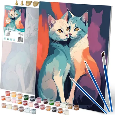 Produktbild von Malen nach Zahlen Bild 40x50 cm Massido Katzen