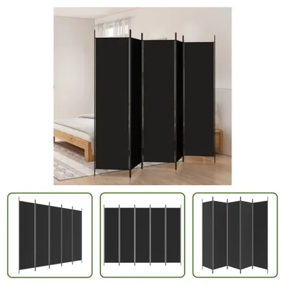 Image de The Living Store 5-pc. Paravent Noir 250x200 cm tissu