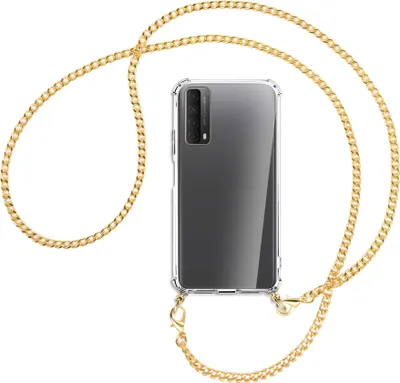 Produktbild von Handykette Backcover-Schutzhülle mit Band (Metall goldfarben) für Huawei P smart 2021 - türkis