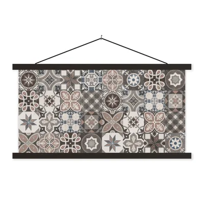 Produktbild von MuchoWow® Textilposter Blumen - Figuren - Braun - Design 150x75 cm mit schwarzem Rahmen - Posterleiste