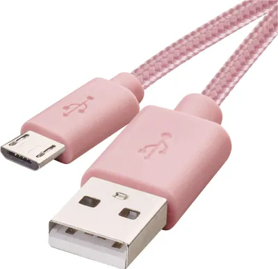 Nabíjecí a datový kabel USB-A 2.0 / micro USB-B 2.0, 1 m, růžový