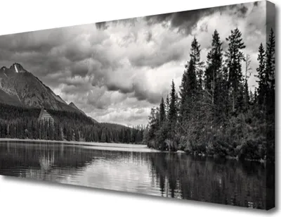 Produktbild von Tulup Leinwand-Bilder 100x50 Wandbild Canvas Kunstdruck Gebirge Wald See Natur