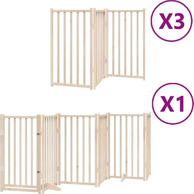 Zdjęcie produktu dla vidaXL 15-częściowa bramka dla psa ze składanymi drzwiami 750 cm drewno topolowe