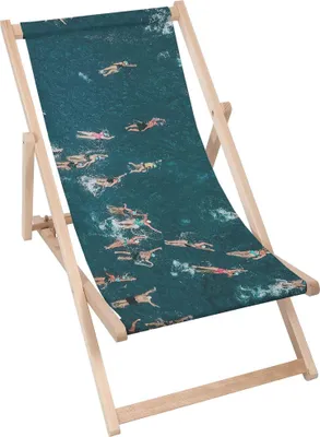 Produktbild von Dreamroots Liegestuhl klappbar Holz, Buchenholz bis zu 130 kg, Sonnenliege klappbar mit 3-stufiger Neigungsregulierung der Rückenlehne,Swimming People