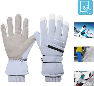 Immagine prodotto di Guanti invernali donna, guanti ciclismo impermeabile antivento, guanti da sci guanti termici antiscivolo per ciclismo sci escursionismo, azzurro