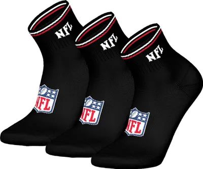 Produktbild von NFL Uni Quarter-Socken, 3er Pack - NFL Shield 3Pack Quarter Socks, Logo, Streifen, Baumwollmischung Schwarz 39-42