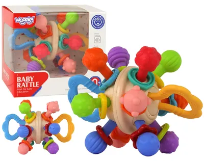 Produktbild von Woopie Baby Soft Rassel 2in1 Beißring, sensorisches Spielzeug für Babys ab 0 Monaten
