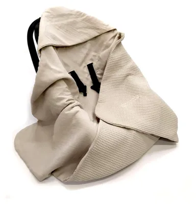 Produktbild von Musselin Einschlagdecke Babydecke 90x90 cm für Babyschale – atmungsaktive & leichte Sommerdecke für Kinderwagen und Autositz, geeignet für Neugeborene & Kleinkinder, aus Waffel & Musselin, - Sand