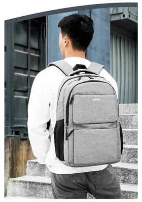 Immagine prodotto di Zaino da viaggio con 4 scomparti + 2 tasche laterali 33x23x48 cm 17 pollici grigio