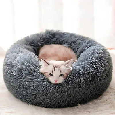 Image de Lit rond et moelleux pour chien, 40 cm, lavable, en peluche, pour animaux de compagnie