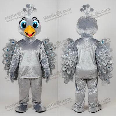 Produktbild von Silbriger MASTICOT Federbusch-Pfauen-Maskottchen