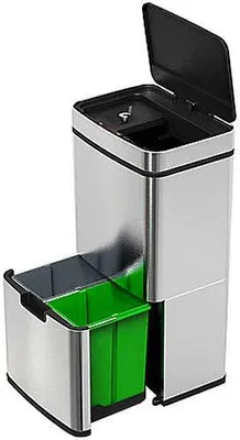 Produktbild von Mülleimer System: Design-Mülltrenn-System mit Sensor, 4 Behälter, Edelstahl, 75 Liter (Mülltrennsystem, Mülltrennsystem Design, Müll)
