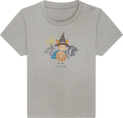 Produktbild von Mr. & Mrs. Panda Organic Baby Shirt Fledermaus Zauberer 12. - 18. Monat - Heather Grey - Geschenk, Fledermäuse, , Frauen, Lustige Sprüche, T-Shirt, Babyshirt, Magier