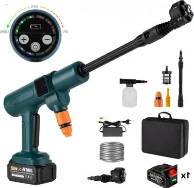Image de Nettoyeur haute pression électrique - Sans fil - Fonctionnalité 6 en 1 - Batterie 21 V - Accessoires inclus - Vert