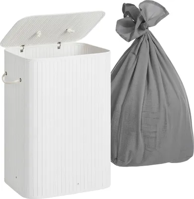 Image de Panier à linge en bambou, 2 sections, double compartiment