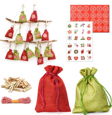 DIY Adventskalender zum Befüllen - 24 Geschenk Säckchen - Komplettes Bastelset