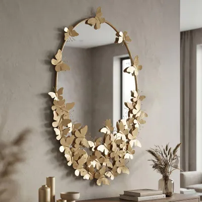 Immagine prodotto di Mauro Ferretti specchio da parete ovale farfalla 59x3x89,5 cm oro