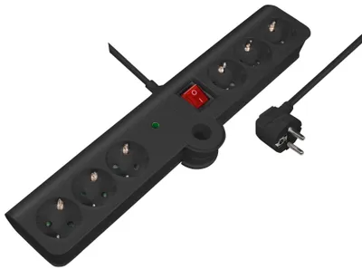 Produktbild von MaxTrack Faltbare 6-Fach Schutzkontakt-Steckdosen-Leiste NV75-1,5L, Mehrfachstec