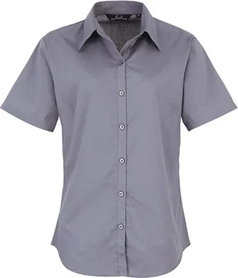 Produktbild von Premier Workwear Damen Popeline Bluse kurzarm PR302 steel 54 (6XL/26)