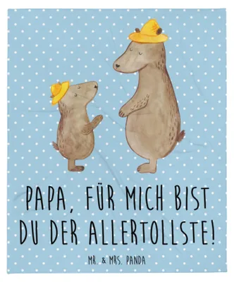 Produktbild von Mr. & Mrs. Panda Kuscheldecke Bären mit Hut - Blau Pastell - Geschenk, Tagesdecke, Familie, Decke, Papa, Vatertag, Sofadecke, Bettdecke, Wohndecke, Muttertag, Winterdecke