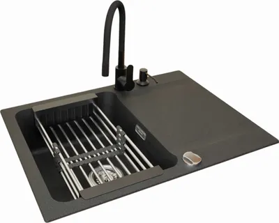Produktbild von Franke Orion Oid Schwarz 611-78 Onyx Quarz Waschbecken Grado Wasserhahn