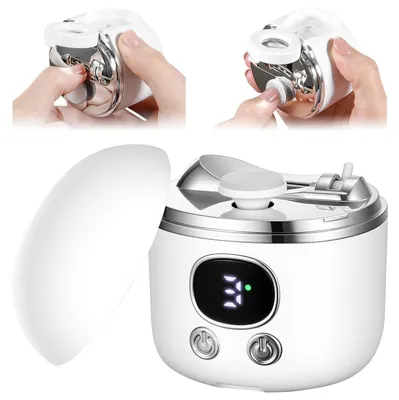 Produktbild von Elektrischer 3-in-1 Nagelknipser und Polierer, automatischer Nageltrimmer mit LED, 2 Geschwindigkeiten, USB