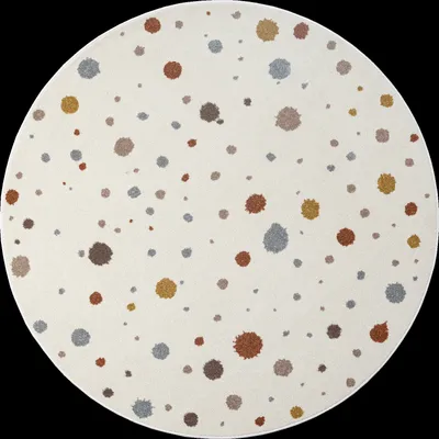 Produktbild von Teppich Kinderzimmer Babyzimmer Mädchen Junge Creme Bunt Rund