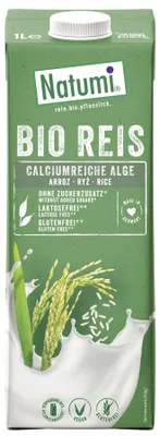 Produktbild von Reisgetränk Mit Meeresalgen (Kalzium) Ohne Zuckerzusatz, Glutenfrei, , 1 L – Natumi