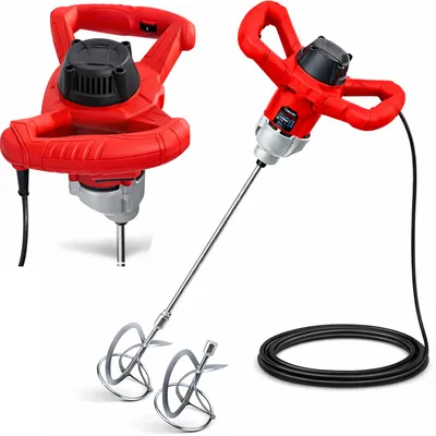 Zdjęcie produktu dla Mieszadło elektryczne do kleju, zapraw, farby, 1800W, 2 końcówki mieszające 120mm, regulacja obrotów 6 biegów VERTEX