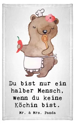 Produktbild von Mr. & Mrs. Panda Handtuch Köchin Herz - Weiß - Geschenk, Klein, badezimmer, Gästehandtuch 30x50, Restaurant, Lustig, Gästetuch, Witzig, Spruch, Motiv