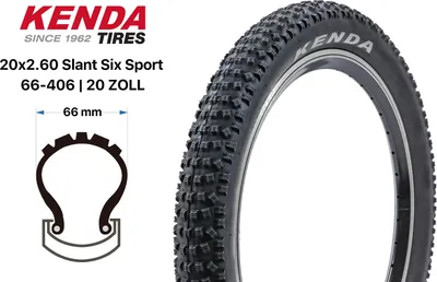 Produktbild von 20 Zoll KENDA Slant Six Sport Fahrrad Reifen 20x2.60 Cross Country XC 66-406 tire