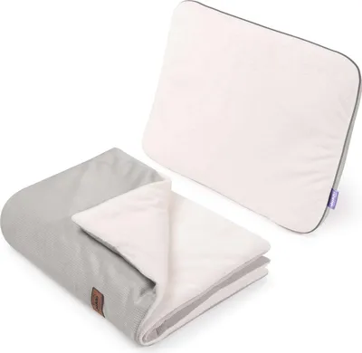 Produktbild von Kinderwagenset – Decke und Kissen – Ecru Plüsch & Grey Velvet